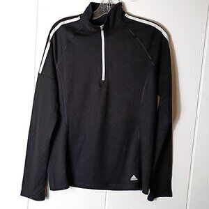 Adidas Golf Womens Medium Black White Striped Long Sleeve 1/2 Zip Pullover Top
